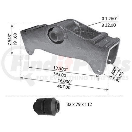 World American WA12-2056 Suspension Equalizer Beam - 13.5 in. Bolt Hole C-C, 1.26 in. ID, 3 in. OD