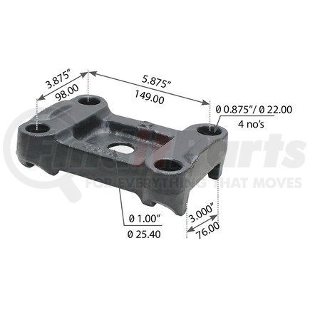 World American WA12-2062 Leaf Spring Axle U-Bolt Plate - 5.875" Length Hole C to C, 1.000" Center Hole Dia.