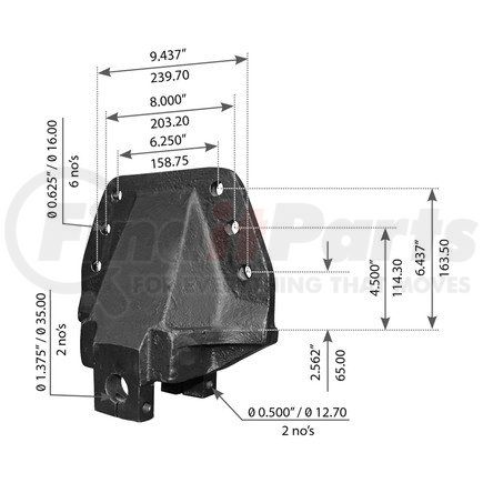 World American WA12-2382 Leaf Spring Hanger - for Euclid/GMC, Hendrickson, Meritor, and Navistar Applications