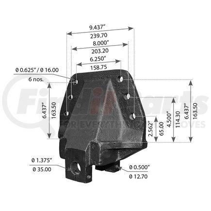 World American WA12-2383 Leaf Spring Hanger - for Euclid/Hendrickson and Meritor Applications