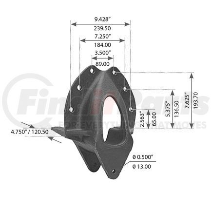 World American WA12-2388 Leaf Spring Hanger - 0.500" Hole, for Euclid, Hendrickson, Meritor and Navista