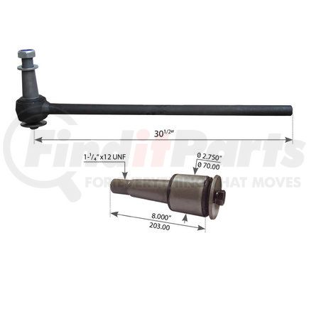 World American WA12-2430 Axle Torque Rod - 30.50" Length, 8.00" Height, 1.25" X 12 UNF THread