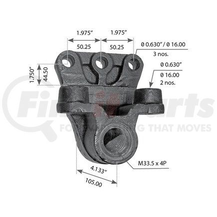 World American WA12-2504 Leaf Spring Hanger - Front, 4.133" Length, M33.5 X 4P Thread, for Mack and Volvo