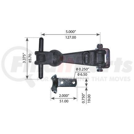 World American WA18-8053 Hood Latch Assembly - with Clamp, for Peterbilt