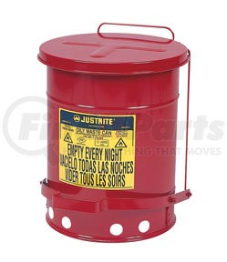 Justrite 09100 Justrite 6 Gallon Oily Waste Can, Red - 09100