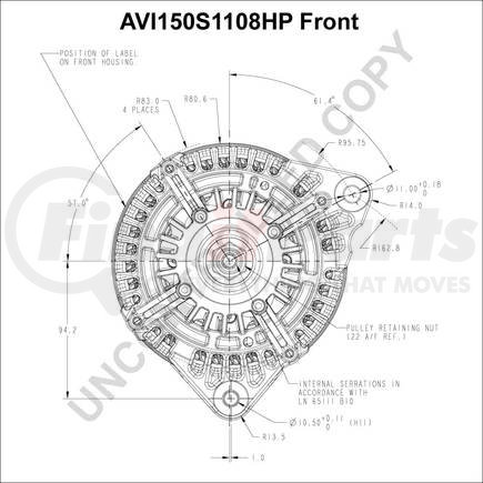 Leece Neville AVI150S1108HP Alternator 24V, 180A, New (SUPERSEDES TO AVI150S1154HP)