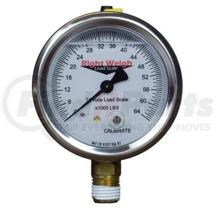 Right Weigh 250-54-FF Trailer Load Pressure Gauge - 2.5" Flange Mount, Back, Centered Fitting