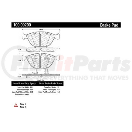 Centric 100.09200 Centric Original Equipment Formula Brake Pads with Hardware