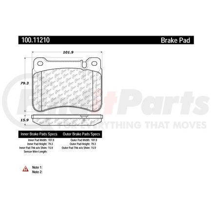 Centric 100.11210 Centric Original Equipment Formula Brake Pads with Hardware