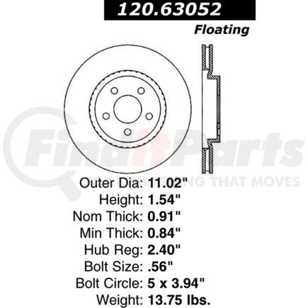 Centric Premium front rotor 280x23mm (2 required)