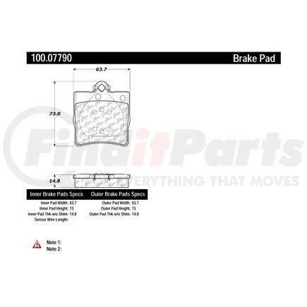 Centric 100.07790 Disc Brake Pad