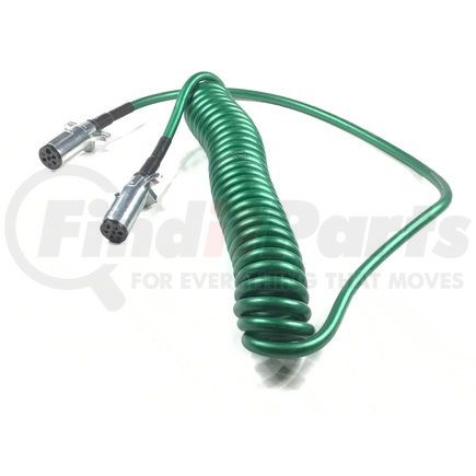 Tectran 37093 Trailer Power Cable - 20 ft., 7-Way, Powercoil, ABS, Green, with WeatherSeal