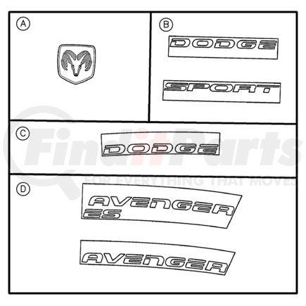 Chrysler MR761999 Bumper Cover Emblem - fits 1998 Dodge Avenger