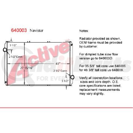 Active Radiator 6400-03PT International  Truck & Bus Radiators