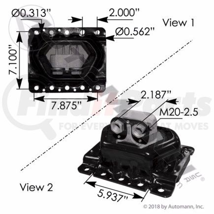 Automann MV27031 Engine Motor Mount - Rear, For Volvo and Mack Trucks