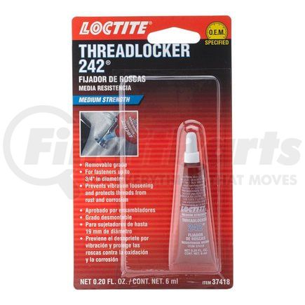 Loctite Corporation 37418 Threadlocker 242 Medium Strength 6ml Tube