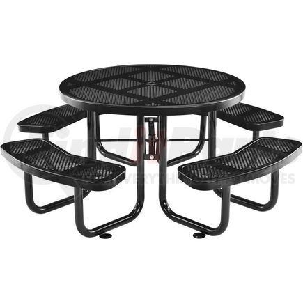 Global Industrial 262078BK Global Industrial&#153; 46" Round Outdoor Steel Picnic Table, Perforated Metal, Black