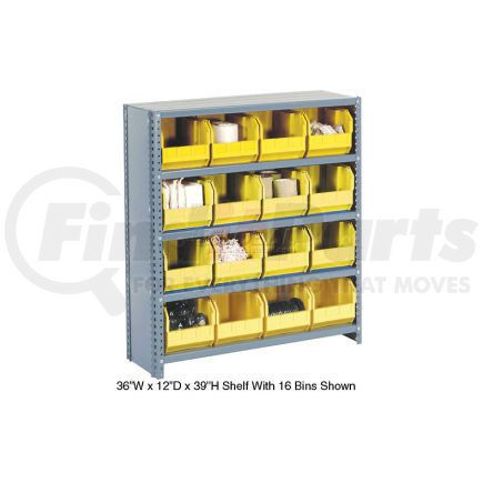 Global Industrial 603266YL Global Industrial&#153; Steel Closed Shelving - 42 Yellow Plastic Stacking Bins 11 Shelves 36x12x73