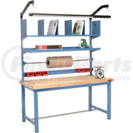 Global Industrial 244196 Global Industrial™ Packing Workbench Maple Butcher Block Square Edge - 72 x 30 with Riser Kit