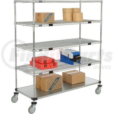 Global Industrial 558808A Nexel&#174; Open Sided Wire Stock Picker Truck 4 Wire 1 Galvanized Shelf 800 Lb Cap