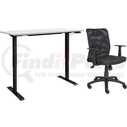 Global Industrial 695781WH-B Interion&#174; Height Adjustable Table with Chair Bundle - 72"W x 30"D - White w/ Black Base