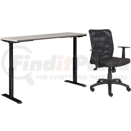 Global Industrial 695781GY-B Interion&#174; Height Adjustable Table with Chair Bundle - 72"W x 30"D, Gray W/ Black Base