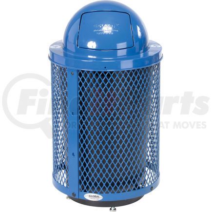 Global Industrial 261948RBLD Global Industrial&#153; Outdoor Steel Diamond Recycling Can With Dome Lid & Base, 36 Gallon, Blue