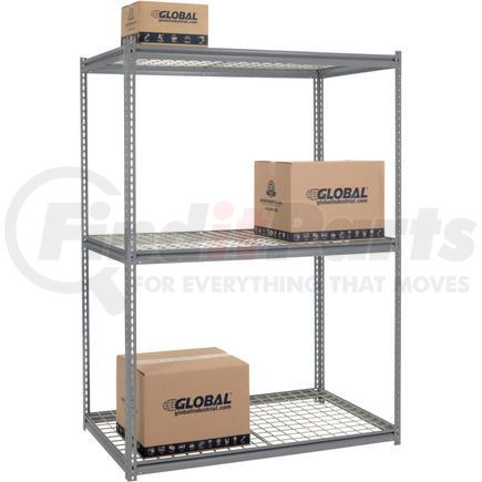 Global Industrial 580953GY Global Industrial&#153; High Cap. Starter Rack 60Wx24Dx96H 3 Levels Wire Deck 1300lb Per Shelf GRY