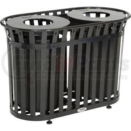 Global Industrial 641431BK Global Industrial&#153; Outdoor Slatted Steel Trash Can With Flat Lid, 72 Gallon, Black