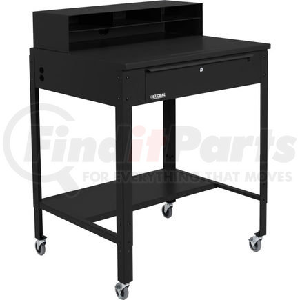 Global Industrial 319355CBK Global Industrial&#153; Mobile Shop Desk - Pigeonhole Riser 34-1/2 x 30 x 38 Flat Surface - Black