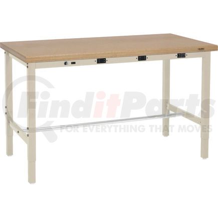 Global Industrial 253845BTNA Global Industrial™ 72 x 36 Adjustable Height Workbench - Power Apron, Shop Top Safety Edge Tan