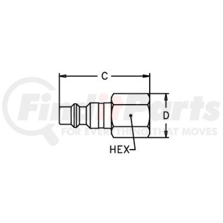 Weatherhead 11 Hydraulic Coupling / Adapter - 1.06" hex, 1/4-18 NPTF thread, Push-to-Connect