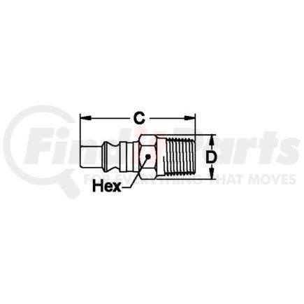 WEATHERHEAD 2608 Hydraulic Coupling / Adapter - 0.5" hex, 1/4-18 NPTF thread, Push-to-Connect