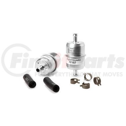 Fleetguard FF157 Fuel Filter - Kit, In-Line, Contains 4 Clamps, 2 Hoses and Gasket, 3.89 in. Height