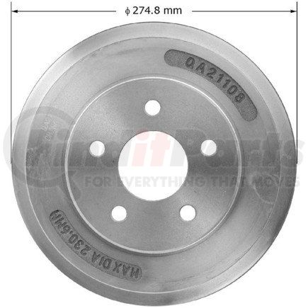 Bendix PDR0838 Brake Drum - Cast Iron, 9.008 Inch Diameter, 5 Lug Holes