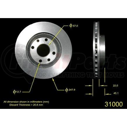 Bendix PRT1546 Disc Brake Rotor - Iron, 9.76 Inch, 0.866 Inch Thick, Vented, Smooth