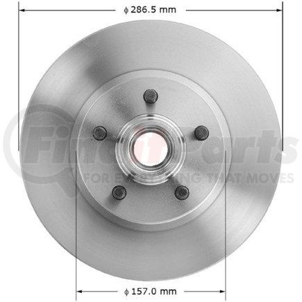 Bendix PRT5076 Disc Brake Rotor and Hub Assembly - Global, Iron, Natural, Vented, 11.28" O.D.
