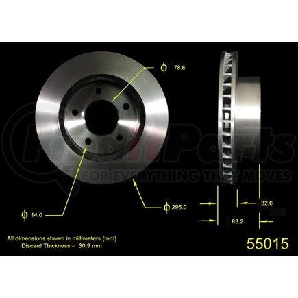 Bendix PRT1745FC Disc Brake Rotor - Hydraulic, Flat, 6 Bolt Holes, 6.50" Bolt Circle, 12.80" O.D.
