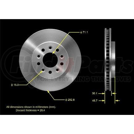 Bendix PRT5473 Disc Brake Rotor - Iron, 11.53 Inch, 1.185 Inch Thick, Vented, Smooth
