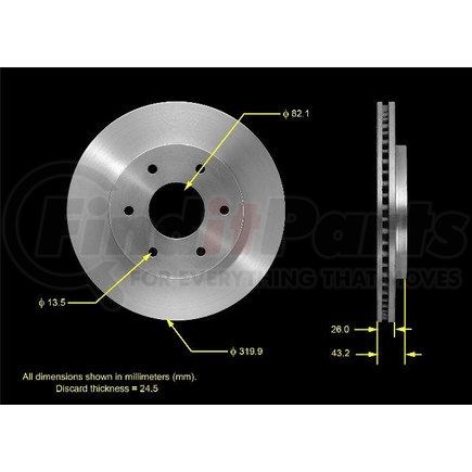 Bendix PRT5507 Disc Brake Rotor - Hydraulic, Flat, 6 Bolt Holes, 6.50" Bolt Circle, 12.80" O.D.