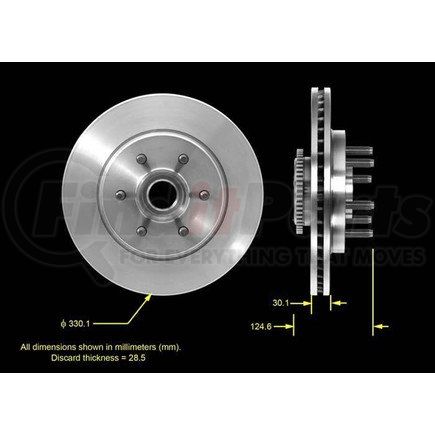 Bendix PRT5519 Disc Brake Rotor and Hub Assembly - Global, Iron, Natural, Vented, 12.99" O.D.