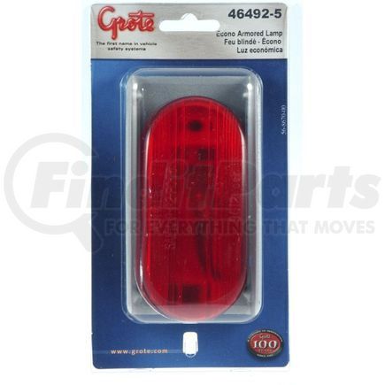 Grote 46492-5 Clearance Light - Oval, Red, 12V, Economy Steel-Amored