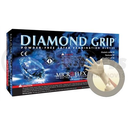 Microflex MF300S Diamond Grip Powder-Free Latex Examination Gloves, Natural, Small