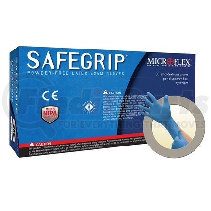 Microflex SG375XL SafeGrip® Powder-Free Latex Examination Gloves, Blue, XL