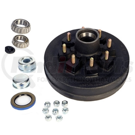 Trailer Parts Pro HD42866BX-916 Redline 8 on 6.5in Hub & Drum Kit w/9/16in Studs For 5.2K-7K Axles