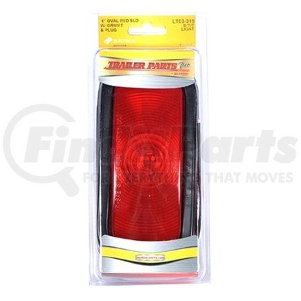 Trailer Parts Pro LT03-310 Redline 6in Oval Stop/Turn/Tail Light w/Grommet & Pigtail