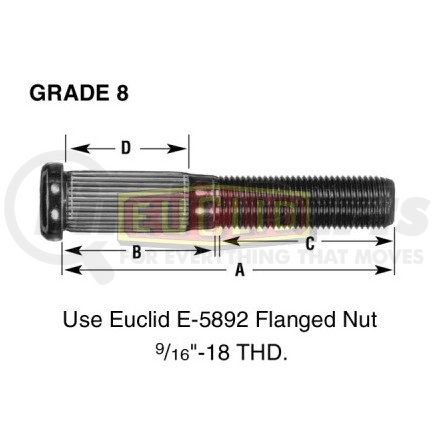 EUCLID E-5724 -  wheel end hardware - wheel stud, single end, rh