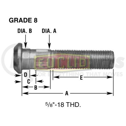 Euclid E-8946-L Euclid Wheel End Hardware - Wheel Stud, Single End, LH