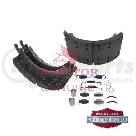 Meritor KSR4034707QPM Drum Brake Shoe and Lining Kit - 7.00" Width, Platinum Shield III Coating, for 16.50" Brake