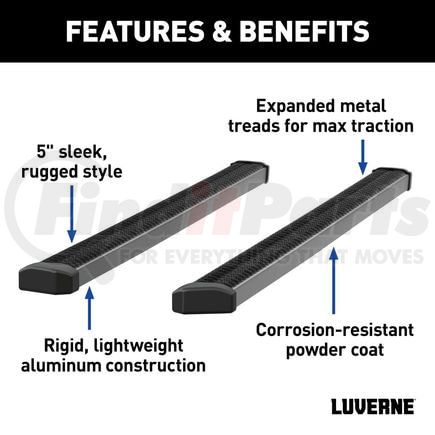 Luverne 416088 SlimGrip 5" x 88" Black Aluminum Running Boards (No Brackets)